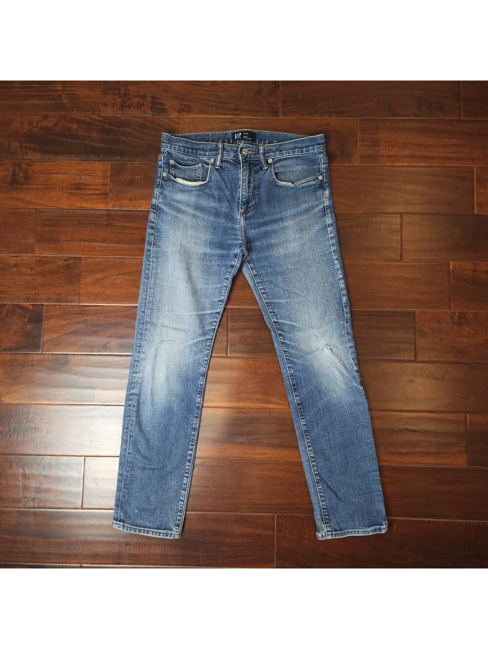Gap Jeans Mens 31x30 Blue Medium Wash Slim Straight Stretch Casual Faded
